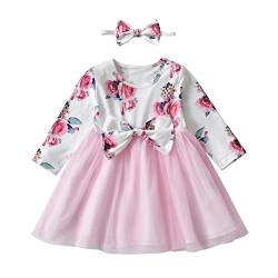 Baby Mädchen Kleidung Blumendruck Casual Langarm Schleife Kleid, rose, 3-6 Monate von Planooar