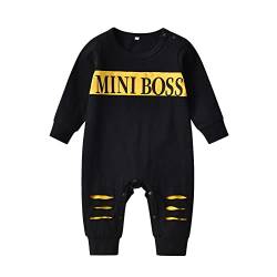 Planooar Baby Jungen Strampler Einteiliger Overall Briefdruck Langarm Baby Outfits（0-3 Monate） Schwarz von Planooar