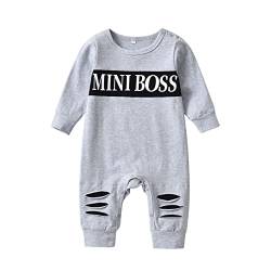 Planooar Baby Jungen Strampler Einteiliger Overall Briefdruck Langarm Baby Outfits（3-6 Monate） Grau von Planooar