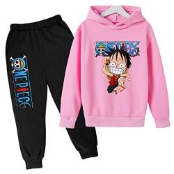 Anime One Piece Hoodie Top Hose 2er Set Kinder Mädchen Jungen Trainingsanzug Set Jogginganzug Geburtstagsgeschenk für Alter 4 5 6 7 8 9 10 11 12 13 Jahre von Plantain