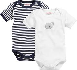 Playshoes Baby-Body Unisex Kinder,marine/weiß 1/4-Arm 2er Pack Wal,74-80 von Playshoes