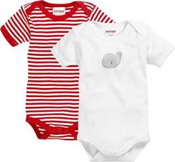 Playshoes Baby-Body Unisex Kinder,rot/weiß 1/4-Arm 2er Pack Wal,74-80 von Playshoes