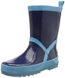 Playshoes Kinder Gummistiefel aus Naturkautschuk, trendige Unisex Regenstiefel mit Reflektoren, Marine Hellblau, 24/25 EU von Playshoes