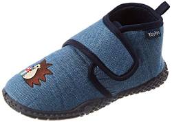 Playshoes Kinder Hausschuhe mit praktischem Klettverschluss, niedliche Hüttenschuhe für Mädchen und Jungen, blau mit Igel-Motiv 20/21 EU von Playshoes