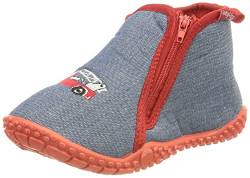 Playshoes Kinder Hausschuhe mit praktischem Reißverschluss Feuerwehr-Motiv,20/21 EU, Blau Jeansblau von Playshoes