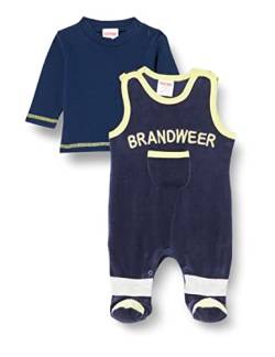 Playshoes Unisex Baby Brandweer Strampler Set, Blau, 68 EU von Playshoes