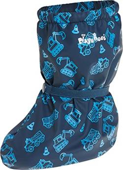 Playshoes Unisex Baby Regenvoeten met fleecevoering Stiefel, Blau Baustelle, Medium EU von Playshoes