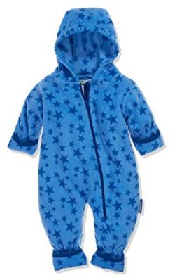 Playshoes Unisex Kinder Fleece-Overall Jumpsuit, blau Sterne, 74 von Playshoes