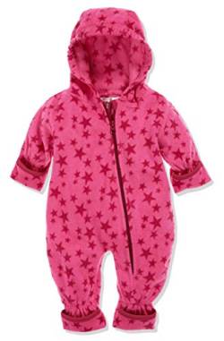 Playshoes Unisex Kinder Fleece-Overall Jumpsuit, pink Sterne, 68 von Playshoes