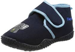 Playshoes Unisex Kinder Hausschuhe mit praktischem Klettverschluss, niedliche Hüttenschuhe für Mädchen und Jungen mit Elefant-Motiv, Marine, 26/27 EU von Playshoes