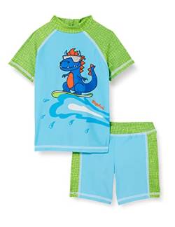 Playshoes Unisex Kinder Uv-schutz Bade-set Zweiteilig Schwimmshirt Badeshorts Badebekleidung, Dino, 110-116 EU von Playshoes