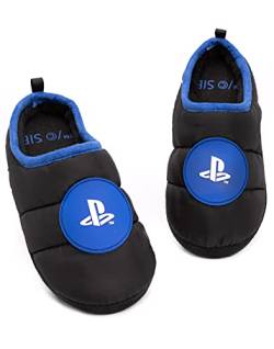 Playstation Hausschuhe Jungen Kinder Teens Spiel Logo Schwarze Schuhe 33 EU von Playstation