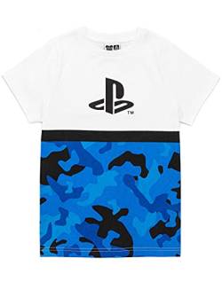 Playstation Kids T-Shirt Camo-Jungen blau weiß Logo Spiel Kurzarm Top 13-14 Jahre von Playstation