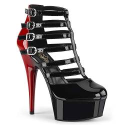Lack Pumps Delight-695 - sexy High Heels von Pinup Couture 38 Schwarz/Rot von Pleaser