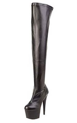 Pleaser Damen ADORE-3000 Kurzschaft Stiefel, Schwarz (Schwarz (Blk STR Faux Leather/Blk Matte), 36 von Pleaser