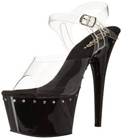 Pleaser Damen Adore-708LS/C/B Plateau-Sandale, Transparent (durchsichtig/schwarz), 39 EU von Pleaser