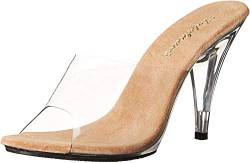 Pleaser Damen Car401/Ct/C Plateau-Sandalen, Transparent/Hellbraun, 40 EU von Pleaser