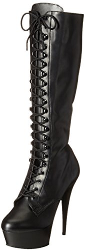 Pleaser Damen DELIGHT-2023 Stiefel, Schwarz (Blk STR Faux Leather/Blk Matte), 40 EU von Pleaser