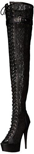 Pleaser Damen DELIGHT-3025ML Stiefel, Schwarz (Schwarz), 38 EU von Pleaser