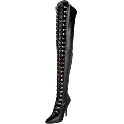 Pleaser Damen SEDUCE-3024 Kurzschaft Stiefel, Schwarz (Blk STR Pu), 41 EU von Pleaser