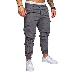 Cargo Hosen Herren Chino Cargohose Herren Baumwolle Jogginghose Herren Freizeithose Cargo Pants mit Taschen 3XL Hellgrau von Plilima