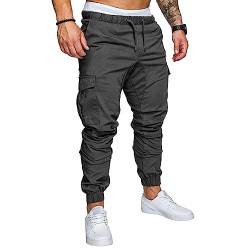 Cargo Hosen Herren Chino Cargohose Herren Baumwolle Jogginghose Herren Freizeithose Cargo Pants mit Taschen L Grau von Plilima