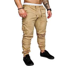 Cargo Hosen Herren Chino Cargohose Herren Baumwolle Jogginghose Herren Freizeithose Cargo Pants mit Taschen XL Khaki von Plilima