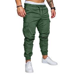 Cargo Hosen Herren Chino Cargohose Herren Baumwolle Jogginghose Herren Freizeithose Cargo Pants mit Taschen XXL Grün von Plilima