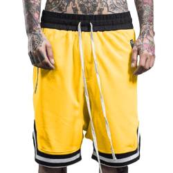 Plilima Atmungsaktive Basketball-Shorts für Herren, leicht, für Fitnessstudio, Boxen, Netzstoff, schnell trocknend, mit Reißverschlusstaschen, gelb, XL von Plilima