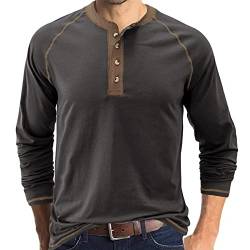 Plilima Henley Shirt Herren Langarm Shirt Regular Fit Langarmshirts Für Herren Tshirt Grau XL von Plilima