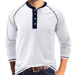 Plilima Henley Shirt Herren Langarm Shirt Regular Fit Langarmshirts Für Herren Tshirt Weiß XL von Plilima