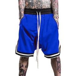Plilima Herren Basketball-Shorts, atmungsaktiv, leicht, für Fitnessstudio, Boxen, schnell trocknend, mit Reißverschlusstaschen, blau, 56 von Plilima