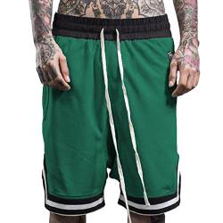 Plilima Herren Basketball-Shorts, atmungsaktiv, leicht, für Fitnessstudio, Boxen, schnell trocknend, mit Reißverschlusstaschen, grün, L von Plilima