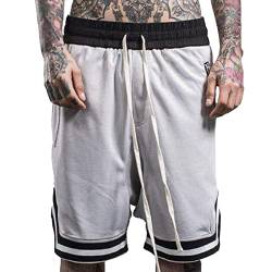 Plilima Herren-Basketball-Shorts, atmungsaktiv, leicht, für Fitnessstudio, Boxen, schnell trocknend, mit Reißverschlusstaschen, weiß, 56 von Plilima