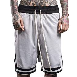 Plilima Herren-Basketball-Shorts, atmungsaktiv, leicht, für Fitnessstudio, Boxen, schnell trocknend, mit Reißverschlusstaschen, weiß, XXL von Plilima