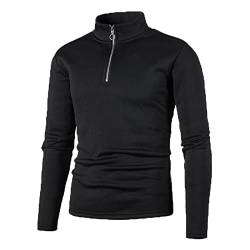 Plilima Herren-Fleece-Sweatshirt mit halbem Reißverschluss, atmungsaktiv, Thermo-Pullover, leichtes Oberteil für Winter, Schwarz , L von Plilima