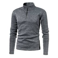 Plilima Herren-Fleece-Sweatshirt mit halbem Reißverschluss, atmungsaktiv, Thermo-Pullover, leichtes Oberteil für Winter, dunkelgrau, L von Plilima