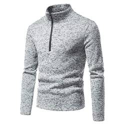 Plilima Herren-Fleece-Sweatshirt mit halbem Reißverschluss, atmungsaktiv, Thermo-Pullover, leichtes Oberteil für Winter, grau, L von Plilima