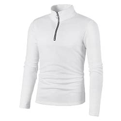 Plilima Herren-Fleece-Sweatshirt mit halbem Reißverschluss, atmungsaktiv, Thermo-Pullover, leichtes Oberteil für Winter, weiß, L von Plilima