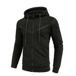 Plilima Herren-Kapuzen-Sweatshirt mit Reißverschluss, leichte Jacken, Pullover, Größe M-3XL, Schwarz , M von Plilima