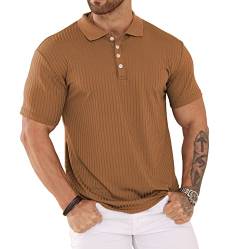 Plilima Poloshirt Herren Kurzarm Golf Poloshirt Herren Polohemd Polo Shirts Männer Polo Tshirt Khaki XL von Plilima