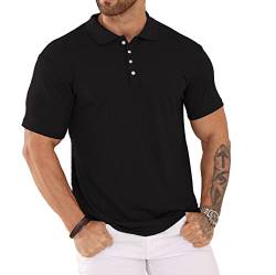 Plilima Poloshirt Herren Kurzarm Golf Poloshirt Herren Polohemd Polo Shirts Männer Polo Tshirt Schwarz XL von Plilima