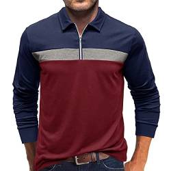 Plilima Poloshirt Herren Langarm Kontrastfarben Golf Poloshirt Herren Tennis Shirt Herren Polohemd Polo Shirts von Plilima