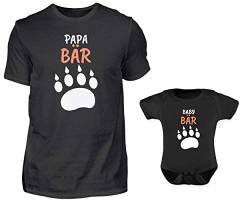 Vater Baby Partnerlook Set, T-Shirt Und Baby Body Kurzarm Strampler, Papa Bär Und Baby Bär Partneroutfit Für Papa Und Baby von PlimPlom