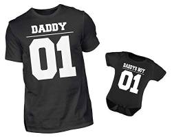 Vater Baby Partnerlook Set - Herren Shirt Und Baby Body Kurzarm - Papa Baby Partnerlook - Papa Baby Geschenk - Vater Baby Outfit - Vatertag (Daddys Boy) von PlimPlom