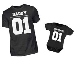 Vater Baby Partnerlook Set - Herren Shirt Und Baby Body Kurzarm - Papa Baby Partnerlook - Papa Baby Geschenk - Vater Baby Outfit - Vatertag (Daddys Girl) von PlimPlom