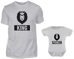 Vater Baby Partnerlook Set - Herren Shirt Und Baby Body Kurzarm - Papa Baby Partnerlook - Papa Baby Geschenk - Vater Baby Outfit - Vatertag (King Löwe) von PlimPlom