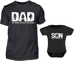 Vater Baby Partnerlook Set - Herren Shirt Und Baby Body Kurzarm - Papa Baby Partnerlook - Papa Baby Geschenk - Vater Baby Outfit - Vatertag (Wikinger) von PlimPlom