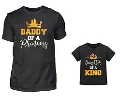 Vater Baby Partnerlook Set - Herren T-Shirt Und Baby Shirt - King Und Princess Spruch - Papa Tochter Partnerlook - Vater Tochter Partnerlook Set von PlimPlom
