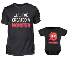 Vater Baby Partnerlook Set Mit Lustigen Monster Spruch T-Shirt Und Baby Body Kurzarm Strampler Für Den Sohn Oder Tochter von PlimPlom